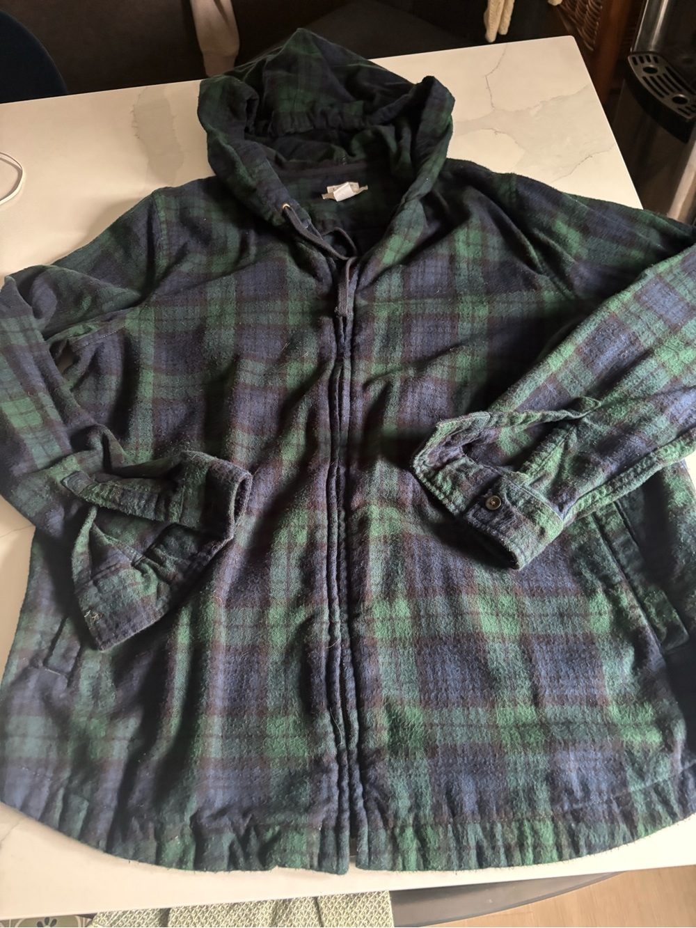 Women's Scotch Plaid Flannel Shirt, Relaxed Zip Hoodie